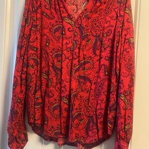 Liz Claiborne Red Paisley Blouse